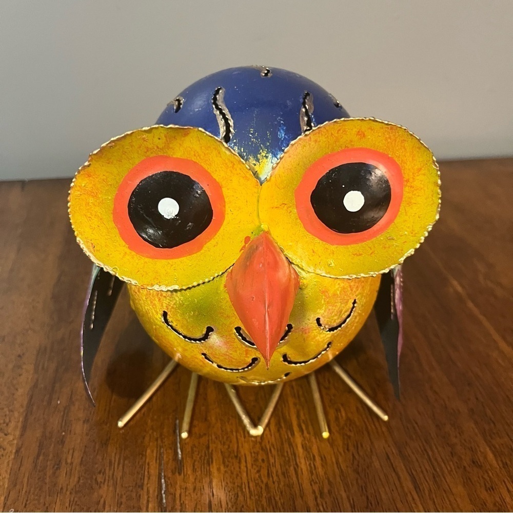 Silver Blue Owl Tea light Candle Holder / Incense Burner - home or garden - Picture 3 of 13